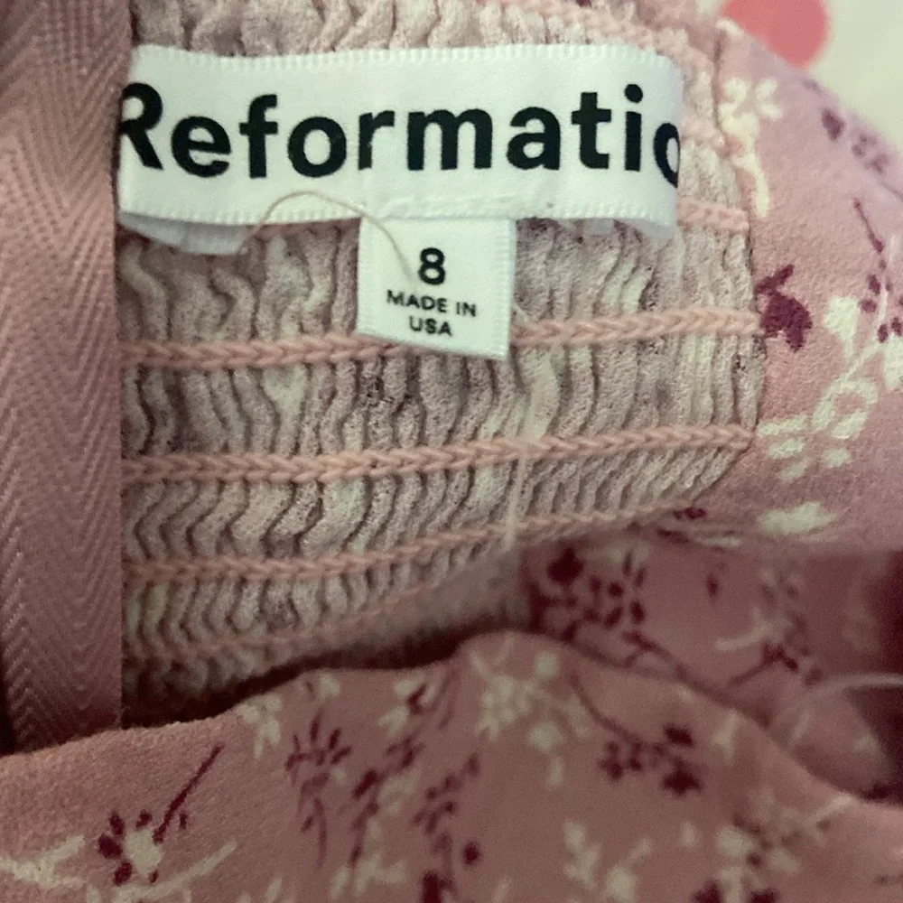 Reformation Corbin Dress Sz 8 Puff Sleeve Smocked - Picture 5 of 5